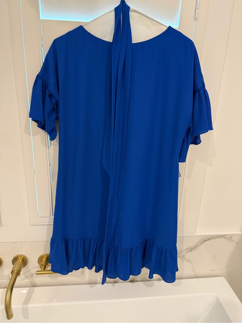 Amanda Uprichard Girls Royal Blue Ruffle-Hem Dress